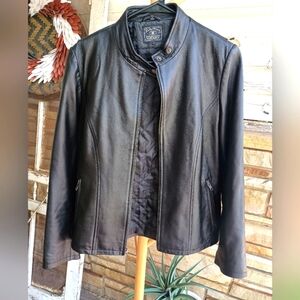 Lucky Brand Leather Classic Black Jacket_Large
